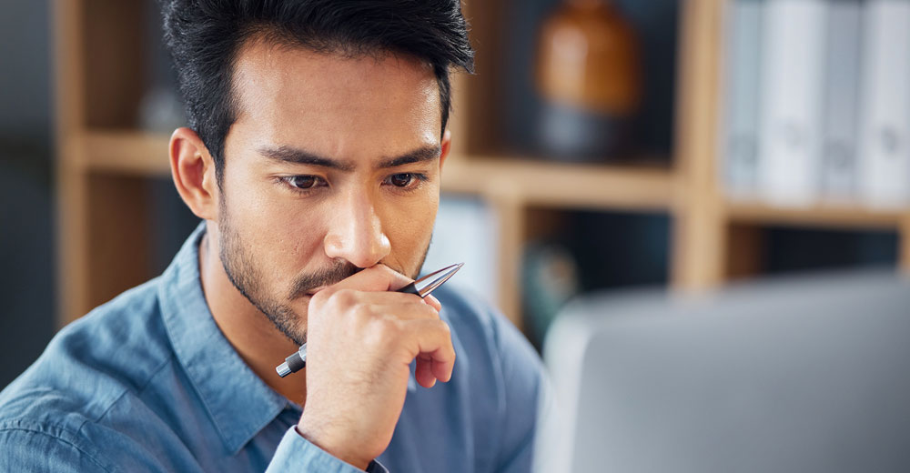 Business professional reviewing enterprise software