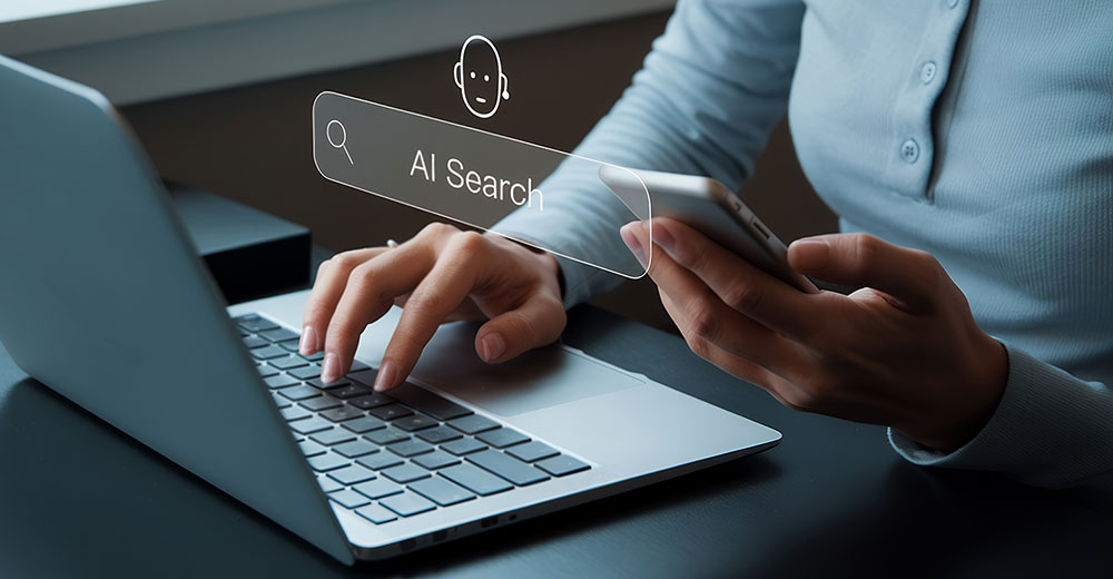 Smartphone and Laptop to Access Advanced AI Search Technology