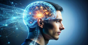 Neural connections representing Apple’s brain-to-computer interface technology for hands-free device control.