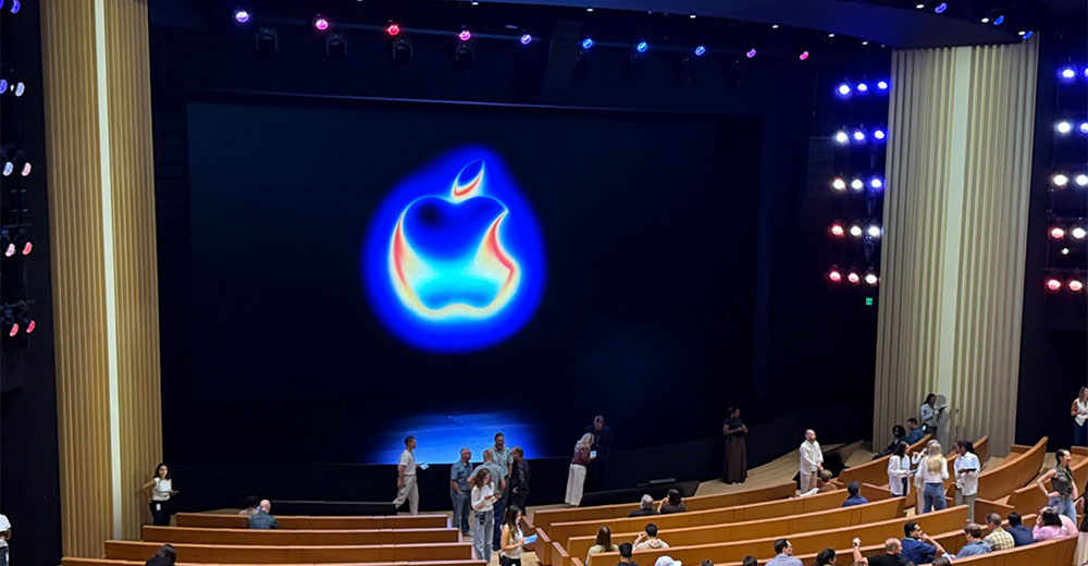 Attendees gather before Apple’s ‘Awe Dropping’ event at the Steve Jobs Theater in Cupertino, California, on Sep. 9, 2025.